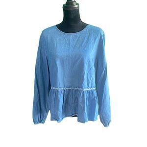 Universal Threads Women’s Large Denim Style Ruffled Long Sleeve